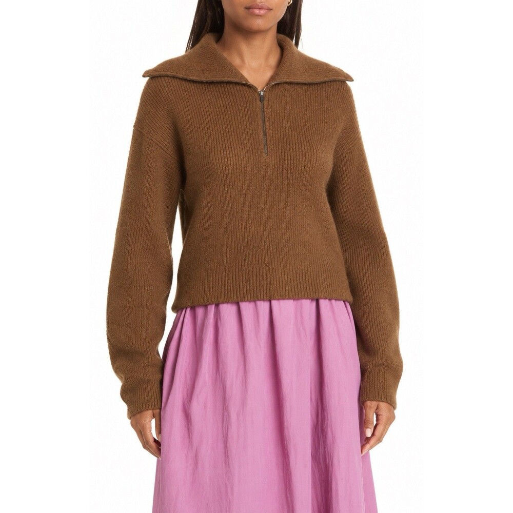VINCE Long Sleeve 1/4 Zip Ribbed Knit Wool/Cashmere Pullover Sweater Size M